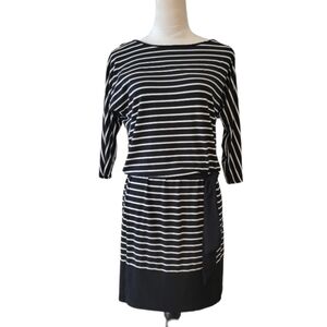 WHBM Black Striped Dropped Waist Dress Size XS